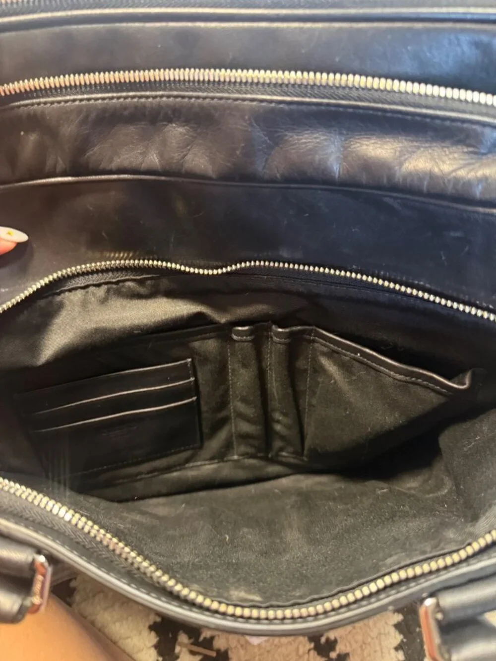 Coach Black Leather Laptop Briefcas Adjustable Strap Work Travel 16